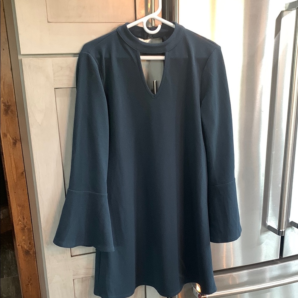 Elegant dark teal blue swing Dress size large NWT